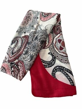 Paisley Print Red & Ivory Scarf